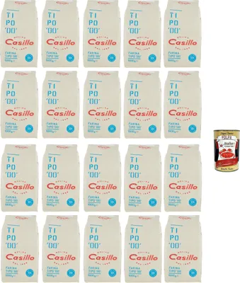 Produktbild von Casillo Farina per Pizza Tipo '00', Weizenmeh Pizza Napoli Pizzamehl Pizza Mehl 20x 1kg + Italian Gourmet polpa 400g