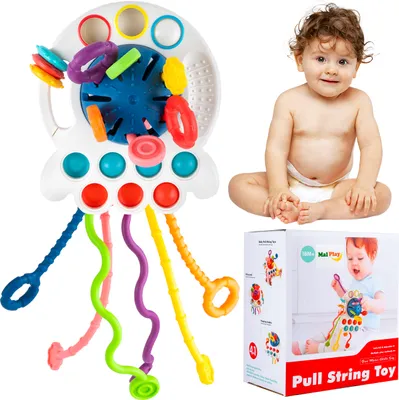 Produktbild von MalPlay Baby Lernspielzeug Montessori Sensorisches Spielzeug 5in1 Beißring