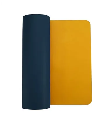 Image de ele ELEOPTION Tapis de bureau Tapis de sourisPolyuréthaneTapis de bureau antidérapant en eau Tapis de table imperméable et résistant pour le bureau et l'école (bleu marine + jaune, 90 x 45 cm)