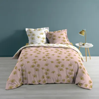 Produktbild von 3tlg Wende Bettwäsche 240x220 Baumwolle Bettdecke Übergröße Bett Bezug rosa gold