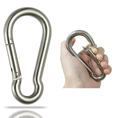 Imagen del producto de Dos mosquetones de acero inoxidable, grandes, para actividades al aire libre y camping