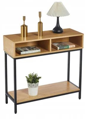 Zdjęcie produktu dla Konsola z półkami do przedpokoju i salonu 80 x 30 cm kolor dąb naturalny FURNITEX KN1-FX
