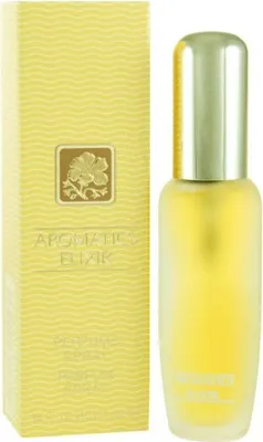 Produktbild von Clinique Aromatics Elixir, Frauen, 10 ml, Nicht nachfüllbare Flasche, Iris, Patschuli, Rose, Vetiver leaf, Holz, Canangabaum, Wood,Bulgarian Rose, Patchouli, Iris, Ylang Ylang, Vetiver, and Chamomile, Spray