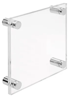 Produktbild von Firmenschild Namensschild Acrylglas 150x150 mm – inkl. 4 Messing-Abstandshalter 13×19 mm, Chrome, Türschild