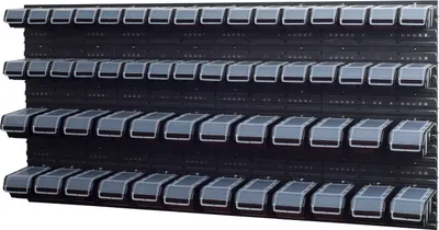 Produktbild von Stapelboxen Wandregal Sichtlagerkästen 8 x Wandregal Lagersystem 56 Boxen schwarz