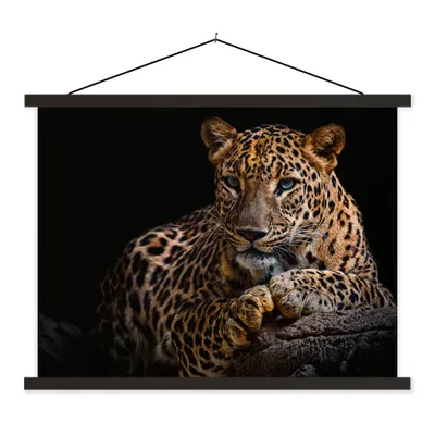 Produktbild von MuchoWow® Textilposter Wildtiere - Panther - Porträt - Schwarz - Tiere 120x90 cm mit schwarzem Rahmen - Aufhänger für Poster