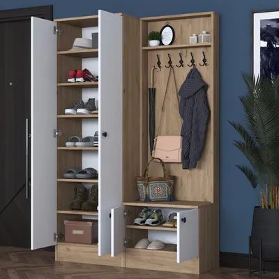 Immagine prodotto di Osilo - Mobile da Ingresso, 120x38x183h cm Bianco, 9 Ripiani