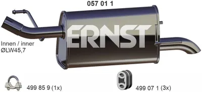 Produktbild von ERNST 057011 Endschalldämpfer für OPEL Meriva A (X03) Auspuff