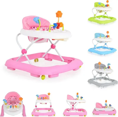 Produktbild von Lauflernwagen, Laufhilfe Eko hhenverstellbar, gepolsteter Sitz und Spielcenter rosa