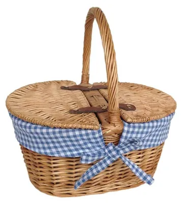 Image de Panier de pique-nique en osier ovale avec couvercle, pour enfants