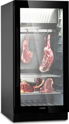 Produktbild von Klarstein Kühlschrank, Reifeschrank Dry-Aged, 1 Zonen Kühlschrank mit Glastür, für In- und Outdoor mit LED-Beleuchtung, Freistehend oder Einbaukühlschrank, Temperaturbereich 1-25 °C, 233 L