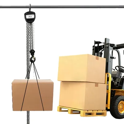 Immagine prodotto di Catena manuale, catena in acciaio al manganese G80, altezza di sollevamento 19,69 piedi, portata 4409,25 libbre, gancio girevole a 360°, doppio sistema di frenatura