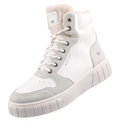 Produktbild von Mustang Damen Sneaker High Top Stiefelette mit Plateau und Warmfutter 1446-602, Größe:39 EU, Farbe:Weiß