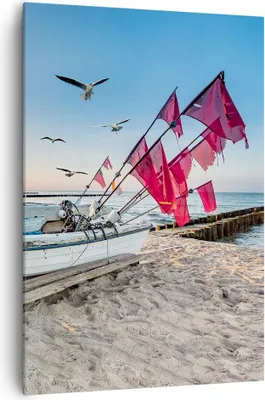 Produktbild von Bild auf Leinwand - Leinwandbild - Einteilig - £ódŸ Küste Möwen - 70x100cm - Wand Bild - Wanddeko - Wandbilder - Leinwanddruck - Wanddekoration - Leinwand bilder - Wandbild - PA70x100-4779