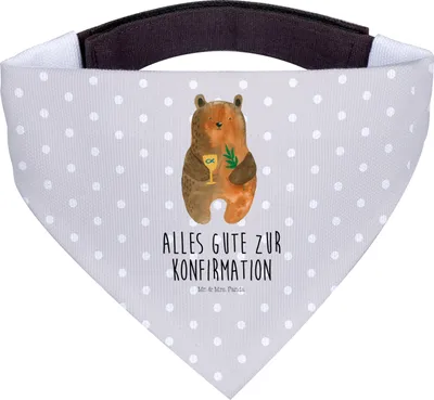 Produktbild von Mr. & Mrs. Panda Hund Halstuch Bär Konfirmation - Grau Pastell - Geschenk, Gottesdienst, Hundehalstuch, Kirche, Evangelisch, Hunde-Halstuch, Tuch, Für Hunde, Teddy