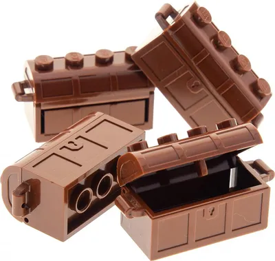 Produktbild von 4x Lego Schatz Truhe 2x4 rot braun Container mit Schlitz Kiste Deckel 4739 4738ac01