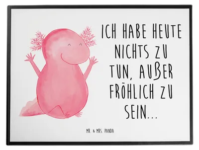 Produktbild von Mr. & Mrs. Panda schreibtischunterlage Axolotl Hurra - Weiß - Geschenk, schreibtischunterlagen, Schreibunterlage, Spaß, Schwanzlurch, tischschutz, Freude, tischauflage