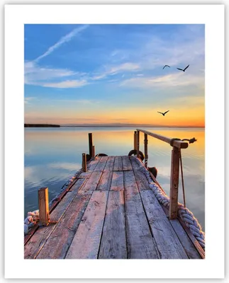 Produktbild von Poster - Poster ohne Rahmen - See Natur Brücke Vögel - 40x50 cm - Wand Bild - Wanddeko - Wandbilder - Kunstposter - Wandposter - Bilder - Kunstdruck - Wanddekoration - Wandbild - P2XPA40x50-2402