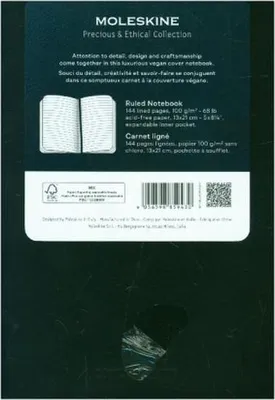 Produktbild von Moleskine Vegea Capri Notizbuch, Large/A5, liniert, weicher Einband, schwarz, Petroleum, in Box