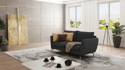 Produktbild von S-STYLE MÖBEL - Modernes Sofa 2-Sitzer Frema mit Silber Metall Füßen aus Graphit Luxusmicrofaser, B/T/H: 172 cm/ 92 cm/ 87 cm