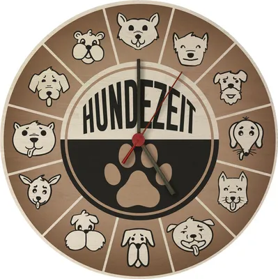 Produktbild von Hundezeit mit lustigen Hunden Wanduhr aus MDF