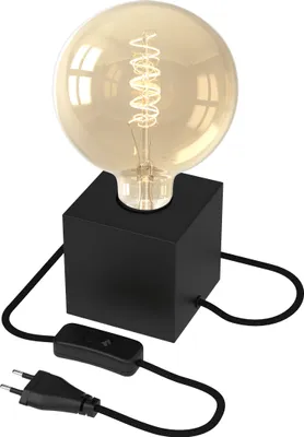 Produktbild von Calex Tischlampe eckig, E27, Schwarz, Inkl. G125 LED Filament Lichtquelle