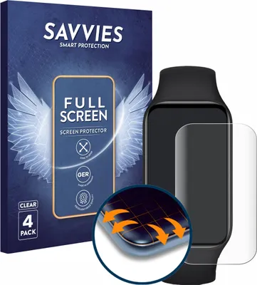 Produktbild von 4x Savvies Fullscreen Schutzfolie für Xiaomi Smart Band 8 Active Displayschutz Folie Fullcover Klar Transparent
