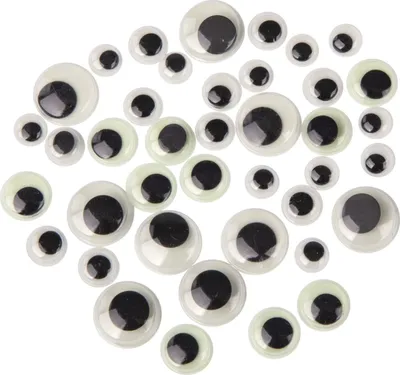 Zdjęcie produktu dla Ruchome oczy - 40 sztuk - Świeci w ciemności - Rozmiary 10, 12, 15 i 20 mm.