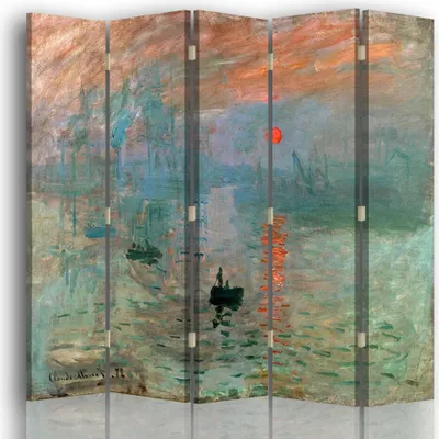 Produktbild von Paravent - Raumteiler Impression, Sonnenaufgang - Claude Monet - Dekorativer Raumtrenner cm. 180x170 (5 x)