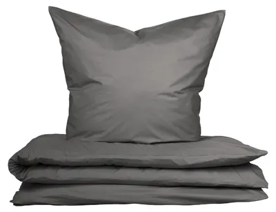 Produktbild von uncover by SCHIESSER Bettwäscheset Soho | Renforcé | 2-teilig | 100% Baumwolle | Unifarben | Weich und glatt | Verdeckter YKK-Reißverschluss | 135x200 cm + 80x80 cm | Dunkelgrau