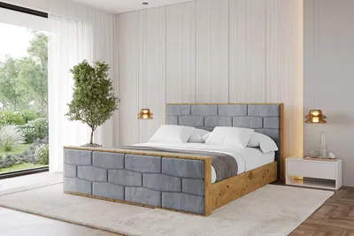 Produktbild von ALTDECOR Polsterbett mit Bettkasten -  ENZO8-Z - 120x200 Grau Casablanca- Bett mit Matratze H3/H4, Kopfteil und Fußteil, Boxbett, Doppelbett mit Stauraum