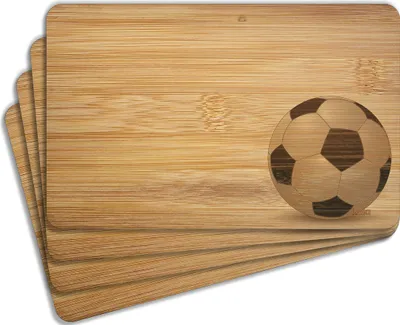Produktbild von Wallario Frühstücksbrettchen 4er Set aus Holz, je 22 x 14 cm, Motiv Fußball