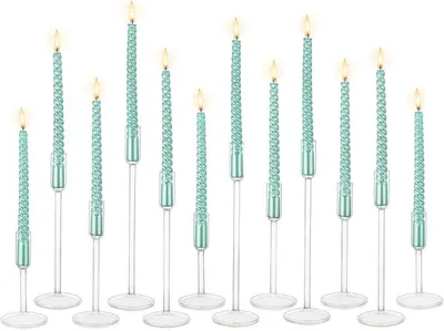 Imagen del producto de Juego de 12 portavelas de cristal, estilo moderno, para decoración de mesas