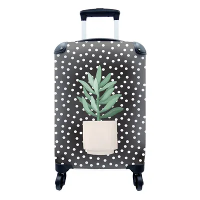 Produktbild von MuchoWow® Koffer Handgepäck Trolley Rollkoffer Kleine Reisekoffer mit 4 Rollen - Sukkulente - Blumentopf - Pflanze - Cabin Size < 55x40x23 cm & 55x40x20 cm - Fotokoffer - Kabinenkoffer - Boardgepäck - Reise-Box - Reisekoffer - Reisegepäck - Koffer mit Bild - Trolley für Kinder