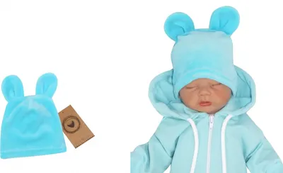 Productafbeelding van Z&Z Veloursen muts met oren, teddyvoering, turquoise