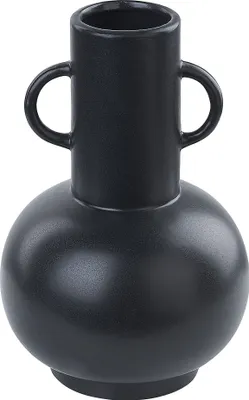 Produktbild von BELIANI Keramikvase schwarz 26 cm minimalistisches dekoratives Accessoire