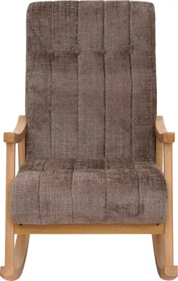 Produktbild von Schaukelstuhl MCW-K10, Relaxsessel, Holz MVG Stoff/Textil Chenille (465g/m²)  braun, Gestell natur