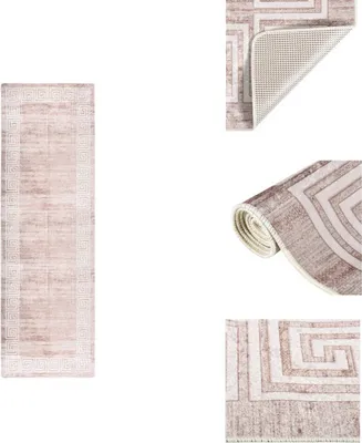 Image de vidaXL Tapis Lavable 80x300 cm Beige Antidérapant - Tapis