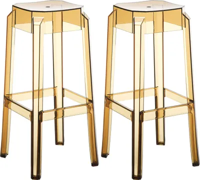 Produktbild von CLP 2er Set Barhocker Fox aus hochwertigem Kunststoff bernstein