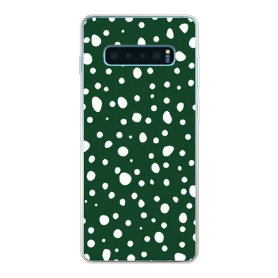 Produktbild von MuchoWow® Handyhülle Schutzhülle Hülle für Samsung Galaxy S10 Plus Polka dots - Weiß - Grün Silikon Softcase Handy Hülle - Schutzhülle