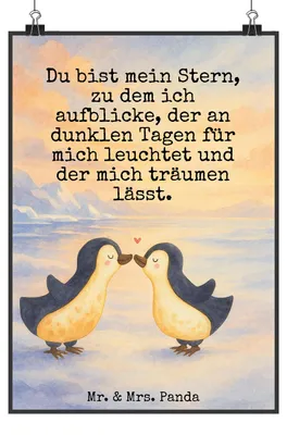 Produktbild von Mr. & Mrs. Panda Bild Pinguin Liebe Design DIN A3 - Weiß - Geschenk, wanddeko, Freundin, Liebesspruch, kunstdruck poster, Hochzeitstag, drucke, Love, Vertraut, Wandbild
