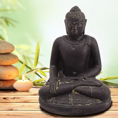 Immagine prodotto di Stonox Statua di Buddha Poona Bhumisparsha Mudra in pietra colata 18x24x30 cm