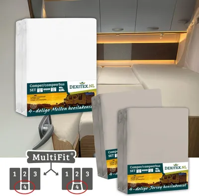 Image de Ensemble textile 4 pièces avec matelas central -2 ensembles de draps-housses (4 pièces) et 1 ensemble de draps-housses (4 pièces) - 1 Molton + 2 Sable - 1Molton+2Sable