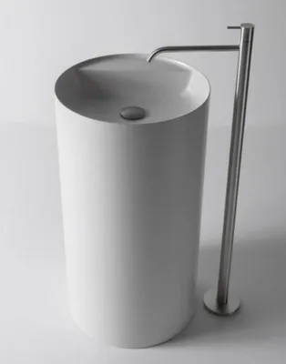 Produktbild von Standwaschbecken TWZ65 - Mineralguss - Weiß matt - Ø 45 x 85 cm