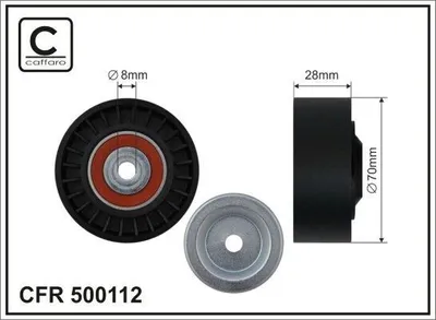 Produktbild von CAFFARO 500112 Umlenkrolle Keilrippenriemen 70mm für AUDI A4 Avant (8K5, B8) A6 Avant (4F5, C6) für VW TIGUAN (5N) Transporter V Bus Multivan V
