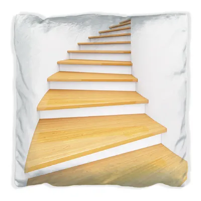 Produktbild von Wallario Premium Kissen, weiche Oberfläche, mit Motiv Wendeltreppe aus hellem Holz, Größe: 60 x 60 cm, mit weißer Rückseite