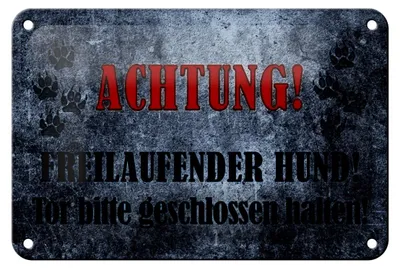 Produktbild von Blechschild Hinweis 18x12cm Achtung freilaufender Hund