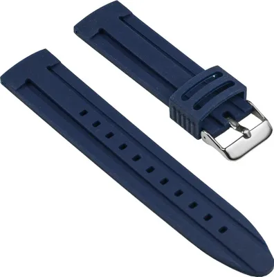 Produktbild von Ersatzband Uhrenarmband Silikon Band Blau glatt 25538S, Stegbreite:24mm