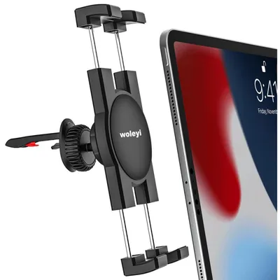 Image de Support pour tablette, compatible avec les grilles d'aération de voiture, rotatif, pour téléphones et tablettes de 4 à 13 pouces