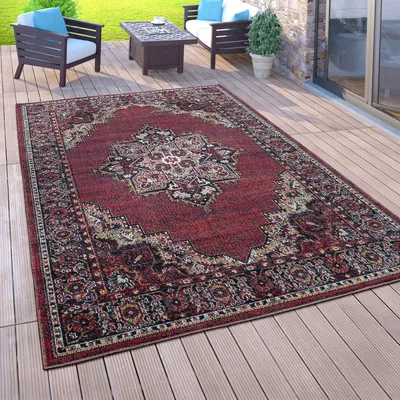 Produktbild von Outdoor-Teppich Für Balkon, Kurzflor Mit Orient-Design, versch. Farben u. Größen Grösse 80x150 cm